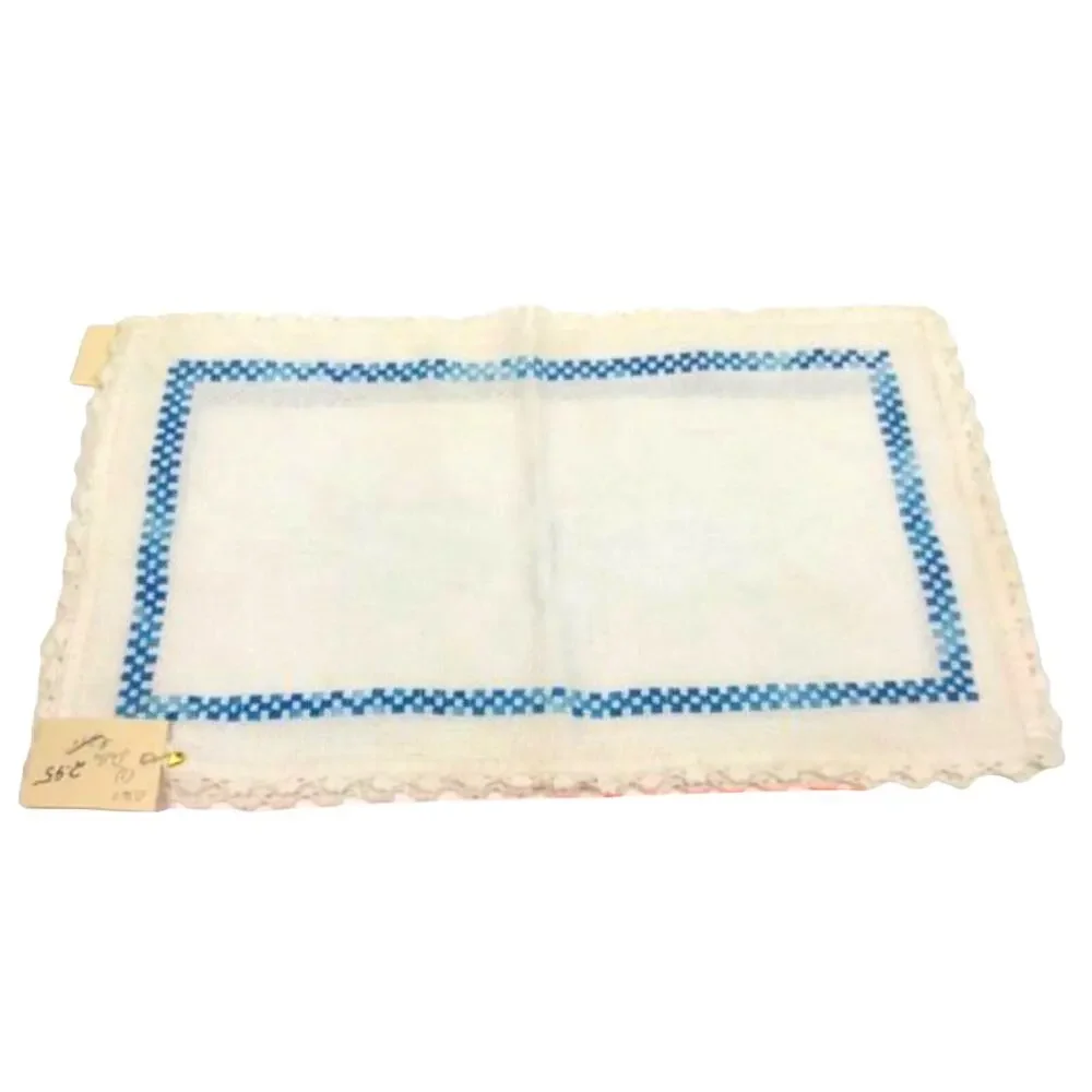 2 Handmade Doilies Embroidered w Crochet Trim 15